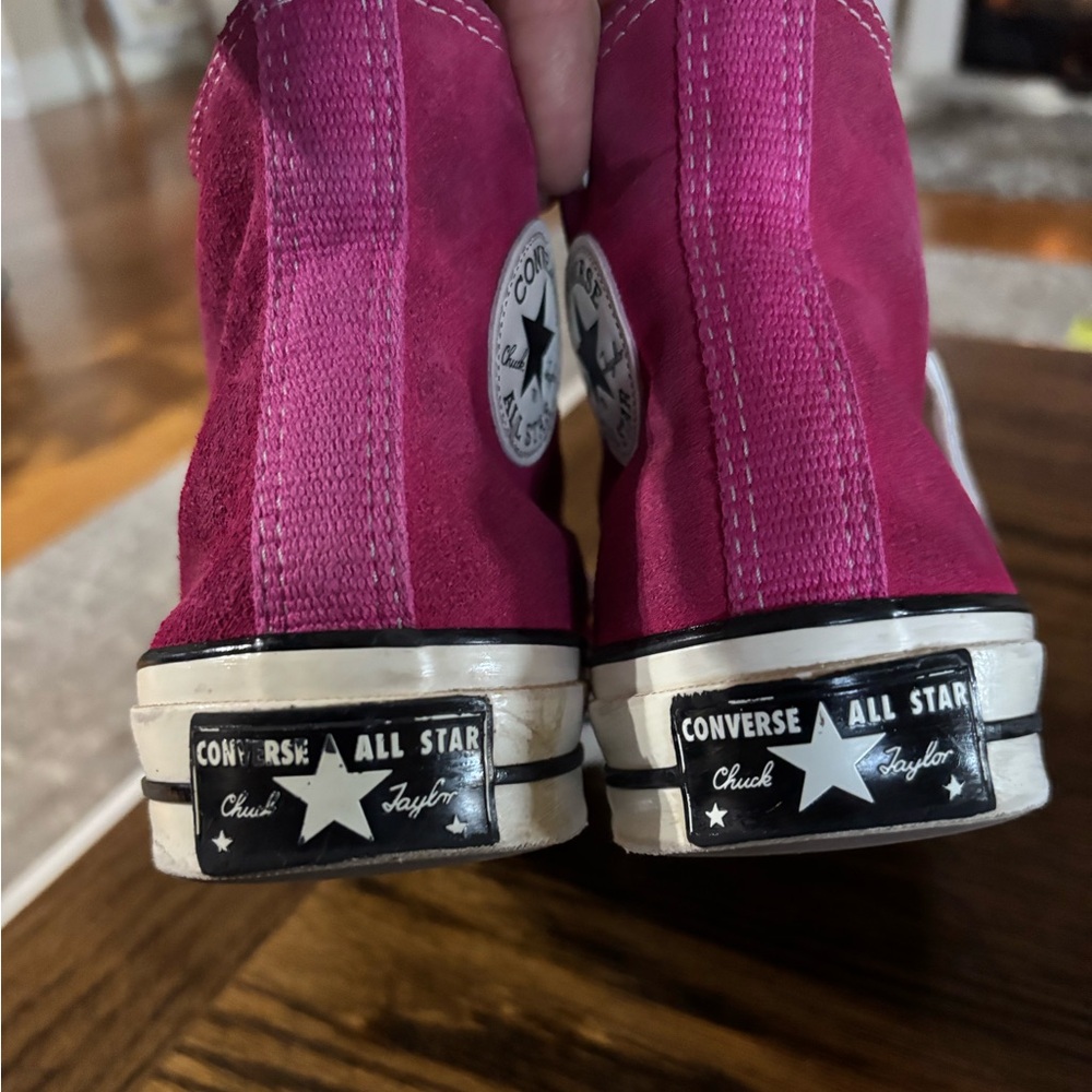 Converse shoes Chuck Taylor high top women’s size 5.5 hot pink suede - Picture 6 of 9